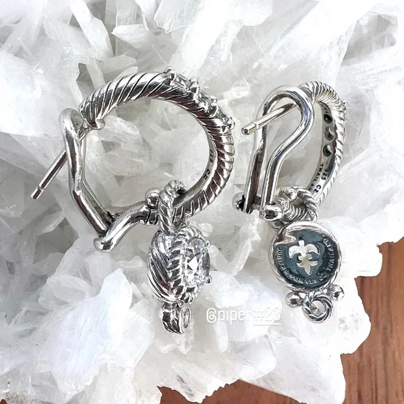 Judith Ripka Diamonique Hoop Earrings with removable Charm - Picture 5 of 10